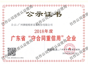 驷骏通显重合同重信用企业证书